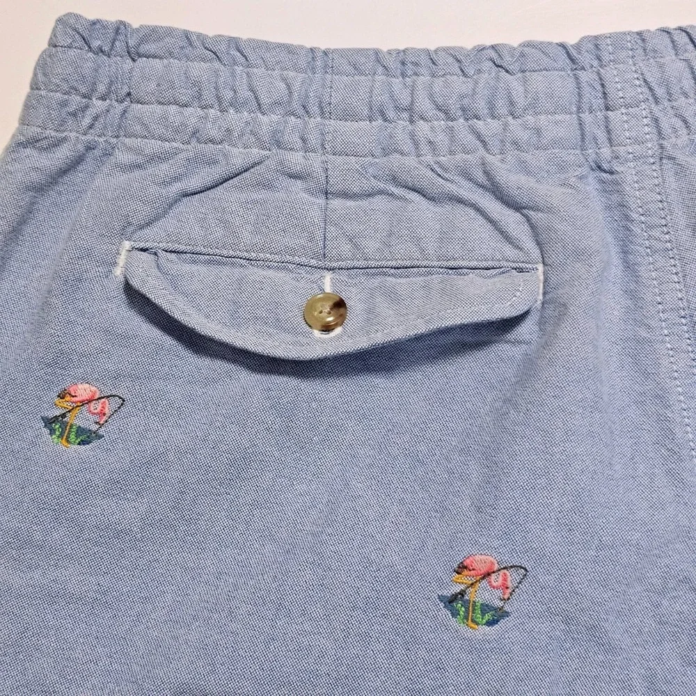 Polo Ralph Lauren Blue Oxford Embroidered Nautical Sailboat Shorts Men's Medium
